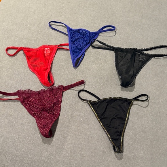 Set of 5 Lace and Mesh Thongs - Picture 1 of 2
